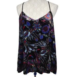 JOHNNY WAS Velvet Tank Top M "Avvy" Floral Peacock Print‎ MSRP $150